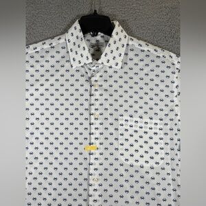 Peter Millar Short Sleeve Button Down Shirt Mens Large Crabs All Over Print